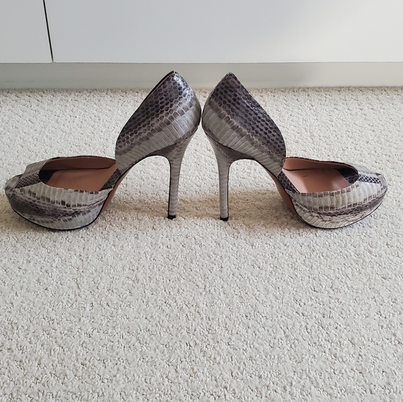 Charles David Blk/Wht/Grey Skin Peep Toe Shoes - Picture 3 of 5